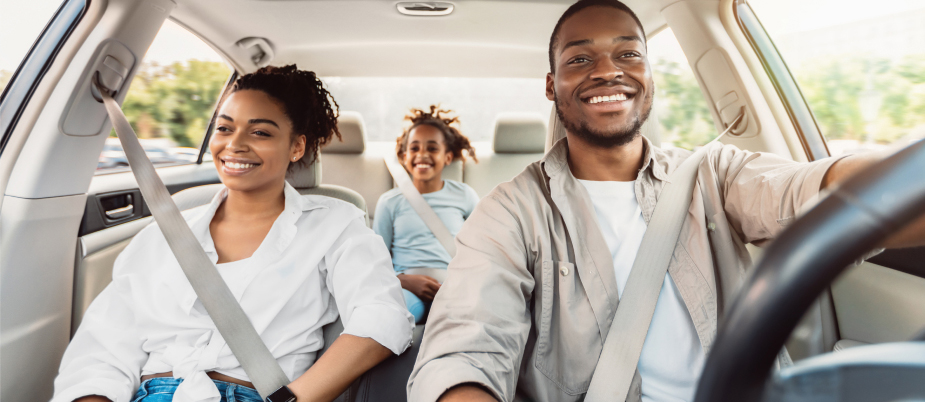 family in car